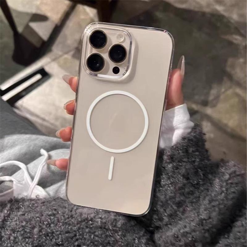 Thin Ring Magnetic Suction Suitable for IPhone16 Apple 14 Mobile Phone Case 15 ProMax New 12 Transparent 13 Protective Case Trend