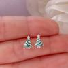 Серьги-гвоздики Huitan Chic Green Christmas Tree для девочек, милые аксессуары для прокалывания ушей с растительным принтом, ручная работа, женские украшения из зеленой эмали