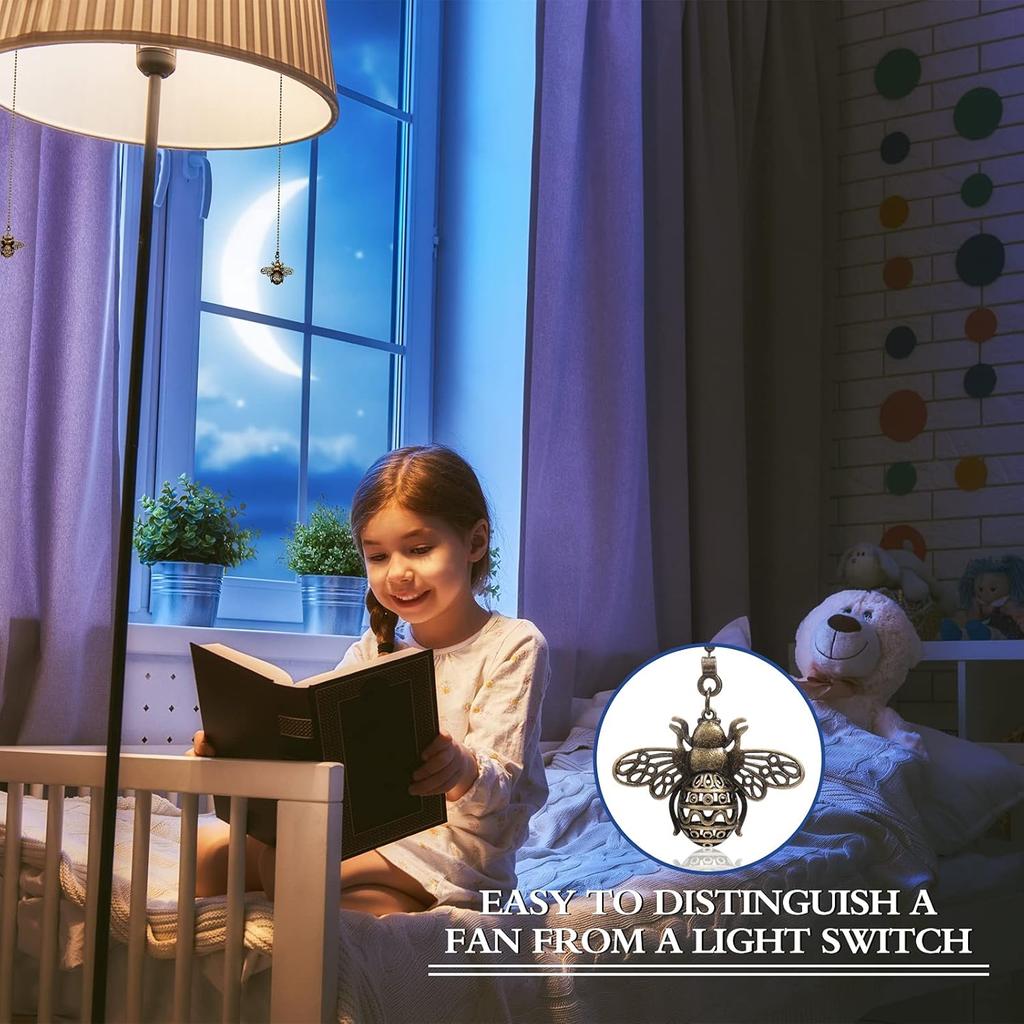 Набор из 4 штук 13-дюймовых винтажных удлинителей цепочки для потолочного вентилятора с подвесками-шармами в виде пчелы-матки, бронза