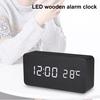 Yousheng Wooden Alarm Clock with Large LED Screen Easy To Read Dimmable Snooze Digital Alarm Clock with Temperature Display