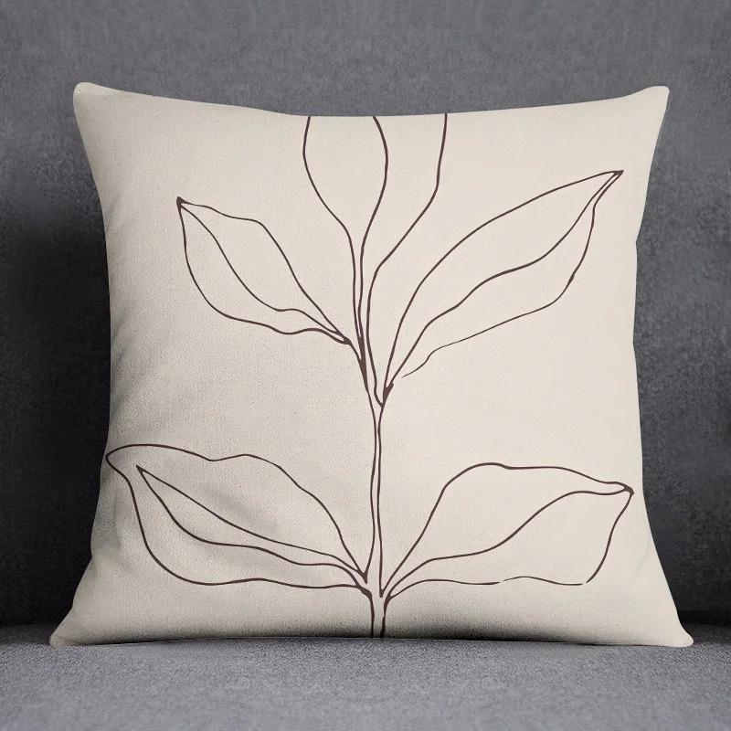 Abstract Brown Flower Decorative Pillowcase Living Room Office Ornaments Home Pillowcase
