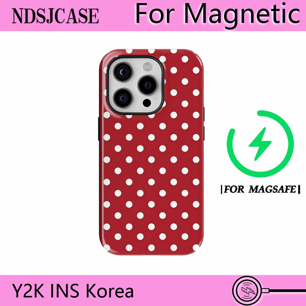 Чехол для телефона iPhone 17 16e 16 15 14 13 12 11 Air Pro Max Plus Магнитный Двухслойная Задняя крышка Роскошный Clmj SWAG Holly Dots