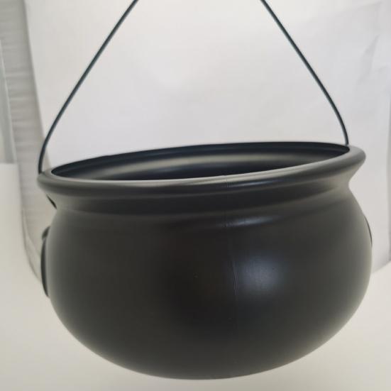 2Pcs Halloween Candy Bucket Large Witch Cauldron Black Plastic Kettle Halloween Pot Snack Container for Party Favors Cosplay Events