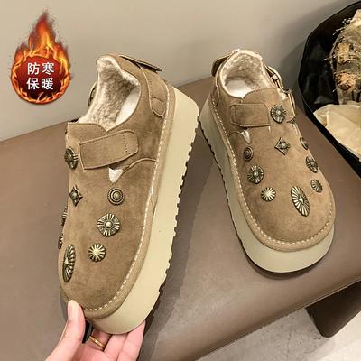 Металлическая отделка Балетки с круглым носком Зима Продано 2024 Высокое качество Женская обувь Слипоны Лаконичные балетки Sapatos Baixos Femininos