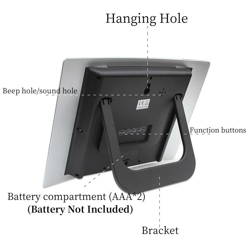 Большие цифровые настенные часы с дисплеем даты и недели, TEMP, 2 будильника, питание от батареек, функция повтора сигнала, настольные часы с 12/24-часовым электронным ЖК-будильником