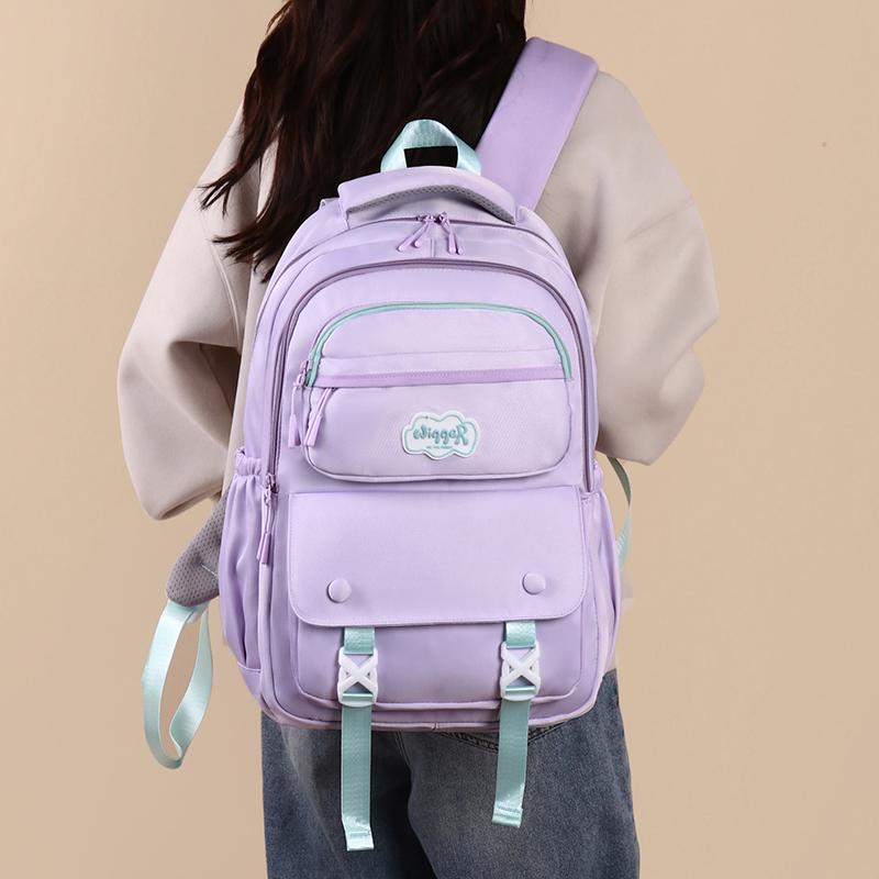 Children's Schoolbag Solid Color Women's Large Capacity Backpack Water-Repellent Backpack Student Backpack