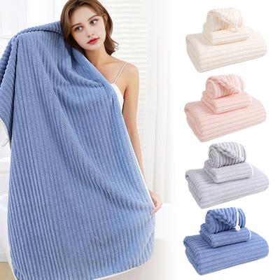 3 шт./набор Абсорбирующее банное полотенце Большое полотенце-обертывание для ванны из кораллового вельвета Набор шапочек для волос Безворсовое обертывание для сушки после душа для ванной комнаты, спортзала, пляжа, путешествий