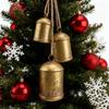 Christmas Bells Decoration 3 Vintage Cow Bells On Jute Rope Handmade Rustic Iron Bell for Door Porch Mantle Wreath Garland Stair Rail Holiday Decor