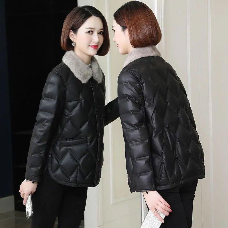 Зимняя мода пуховик с воротником из меха норки легкая короткая утолщенная теплая хлопковая куртка простые однотонные парки