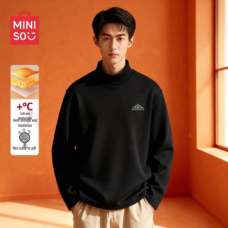 MINISO Мужская флисовая футболка с длинным рукавом и воротником-стойкой