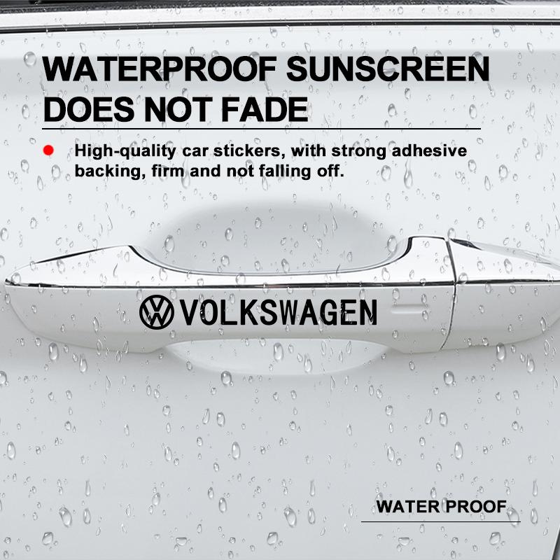 4Pcs Car Door Handle Stickers Tire Rear View Mirror Decals For Volkswagen Golf-5 6 7 MK6 Jetta Lavida Polo Tiguan Passat B5 B6 B7