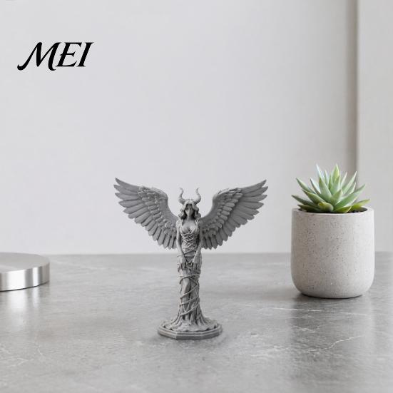 Matte Texture Ornaments Demon Angel Statue, 3D Printed Wings Texture, Devil Fall-Resistant Ornament for Desk Study Entrance Hall Decoration
