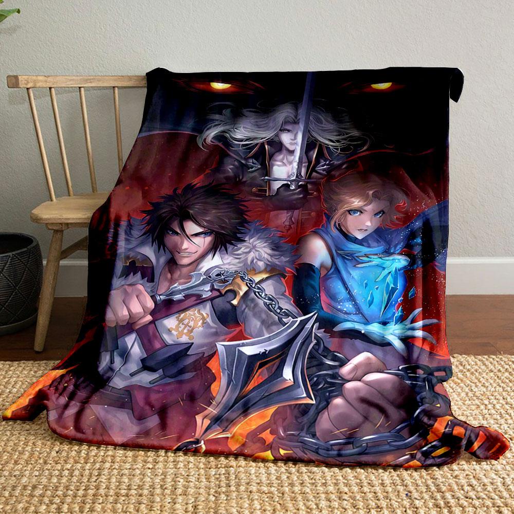 A fiery background with characters wielding weapons and magical ice. for all seasons blanket lunch break throw gift