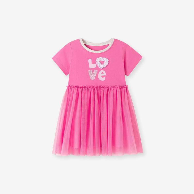 Girls Princess Dress Short Sleeve Mesh Tutu Casual Kids 4-8 Years Old