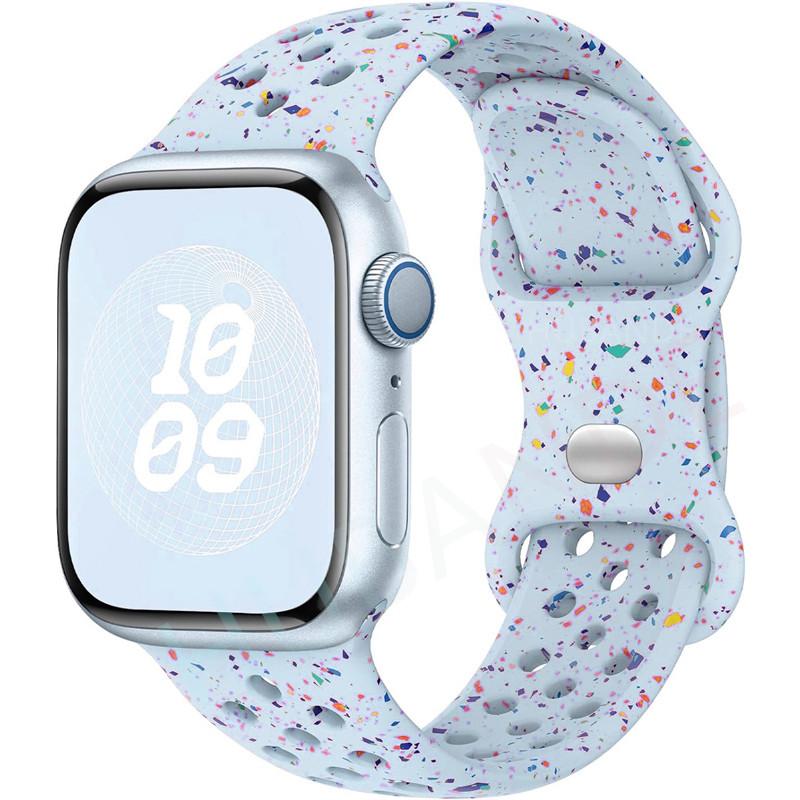 Спортивный ремешок с цветными частицами, резиновый ремешок для Apple Watch 49 мм 46 мм 45 мм 44 мм 42 мм 41 мм 40 мм для IWatch 11 10 9 8 7 6 5 4 3 SE