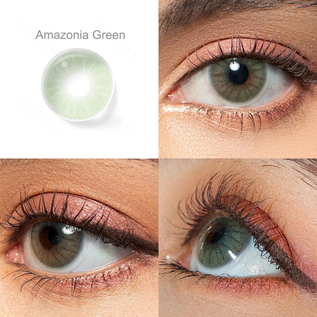 FreshGo Soft Color Contact Lens Gray Coloured Contact Lenses for Eyes Cosmetic Beautiy Pupils 1 Pair Yearly Contact Lenses