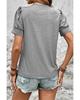 Light Grey Pleated Puff Sleeve Knit Tee