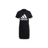 Essential Logo Print Breathable Round Neck Sports Short Sleeve Dress Women Dresses Black GM5588