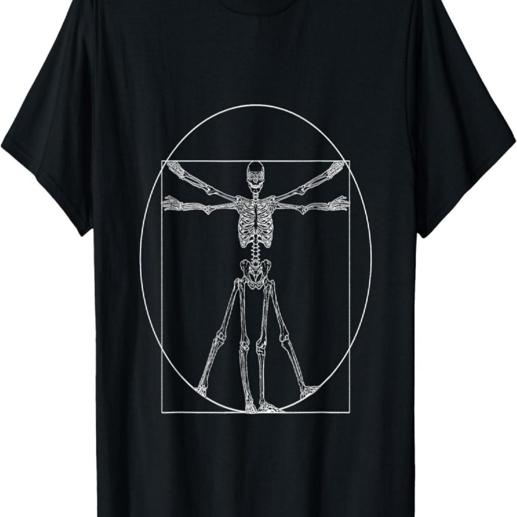 Da Vinci Skeleton Of Vitruvian Man Art Lovers Teachers T-Shirt