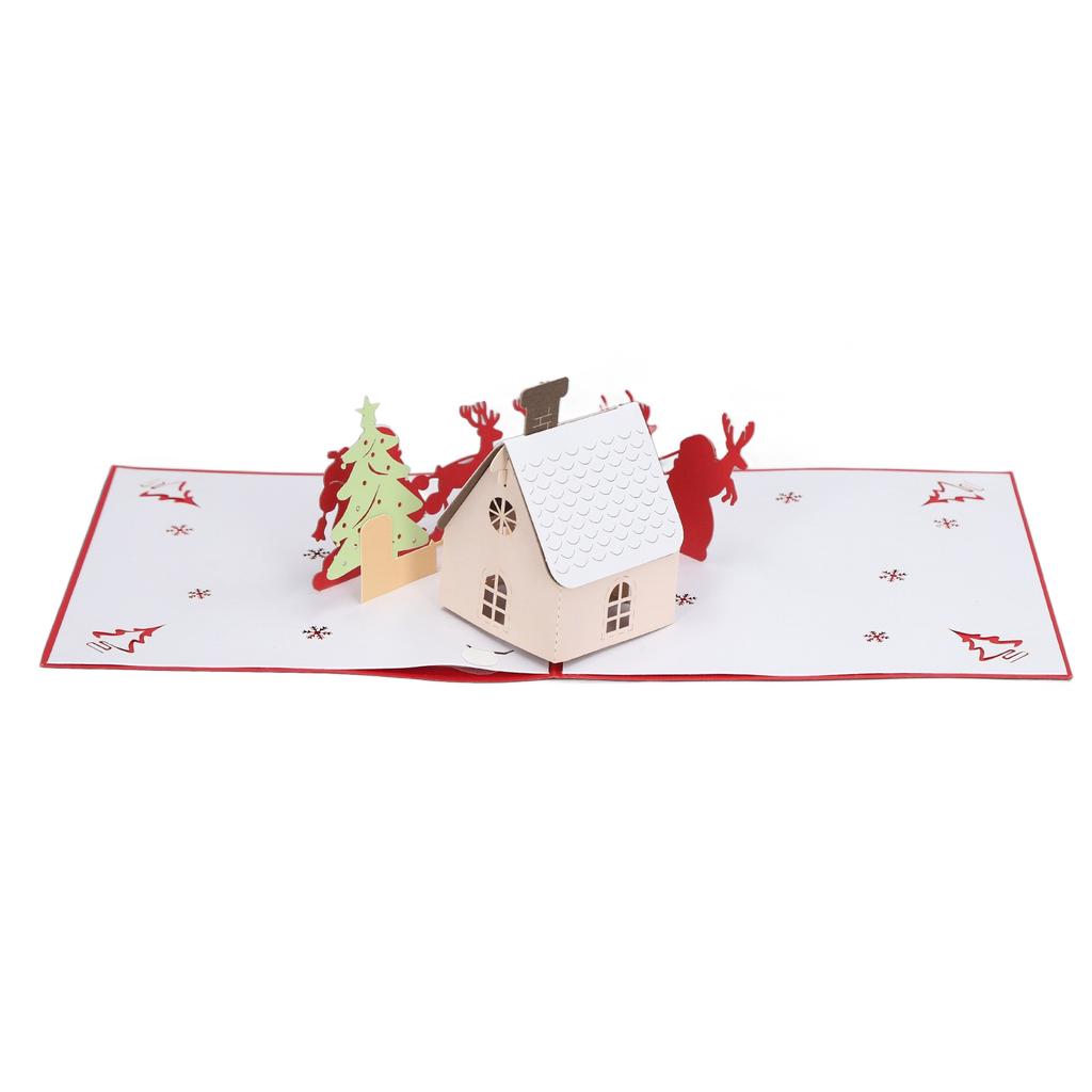 3D рождественские открытки Play Music Cute House Изысканная работа Рождественские всплывающие открытки с конвертом f