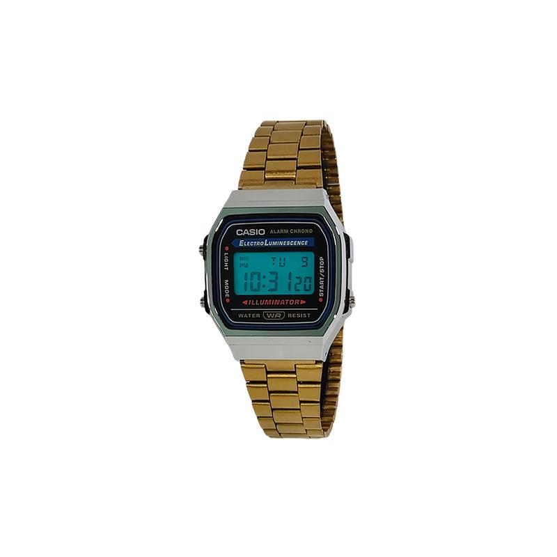 Casio Серия кастомизированных часов, зеркала разных цветов, серебристый пластиковый корпус, классический ретро маленький квадратный A158WA-JinSeBiaoDaiQingSeBiaoJing