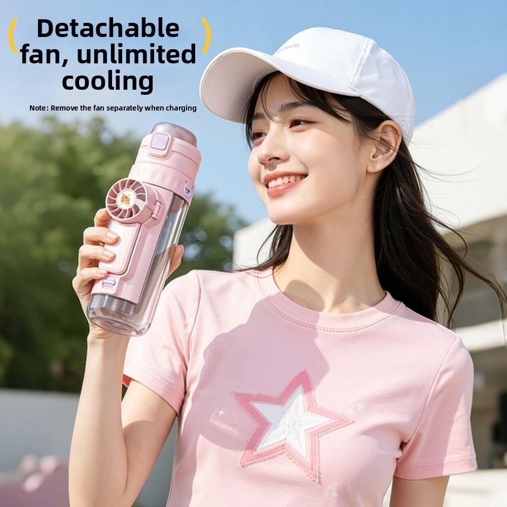 Detachable Fan Hydration Spray Fan Cup Leak-proof Summer Handheld Fan Cold Drink Water Cup Kids