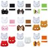 Cat Masque DIY Set White Paper Cat Masque with Eye Mesh Faux Fur Unfinished Cat Masque for Kids Adults DIY Painting