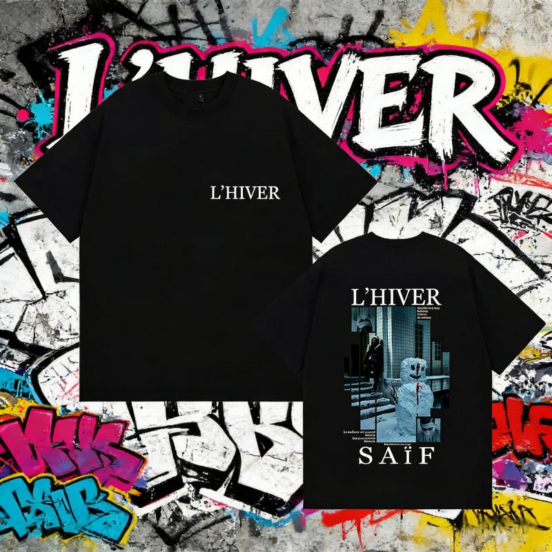 2025 Summer Rapper LHIVER Saif Album Graphic Mens Gothic Hip Hop Short Sleeve Tshirts Vintage Cotton Tshirt Streetwear Y2k