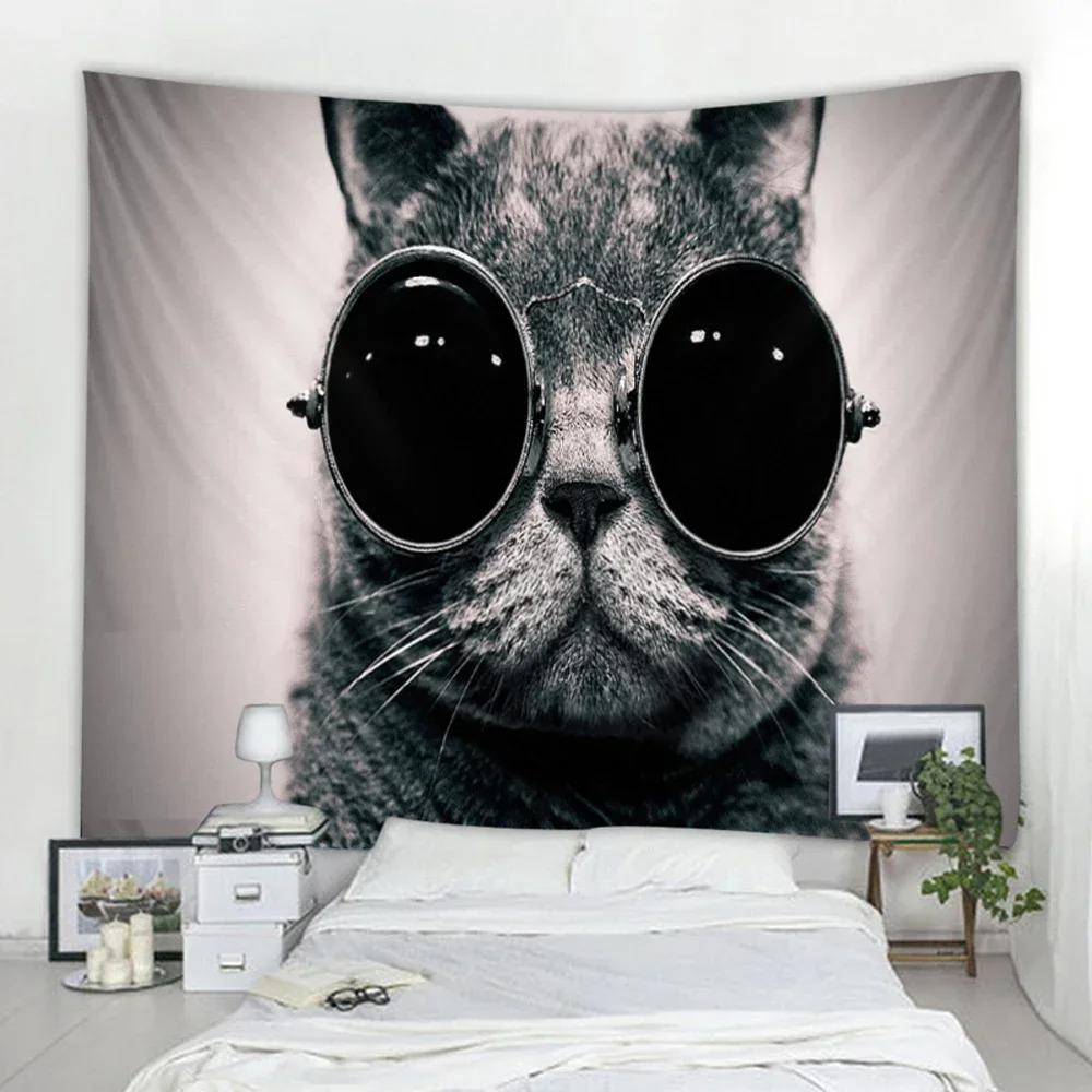 Cute Cat Tapestry Hippie Starry Night Tapestry Fantasy Kitten Playing With Butterfly Nebula Galaxy Artwork Galaxy Space