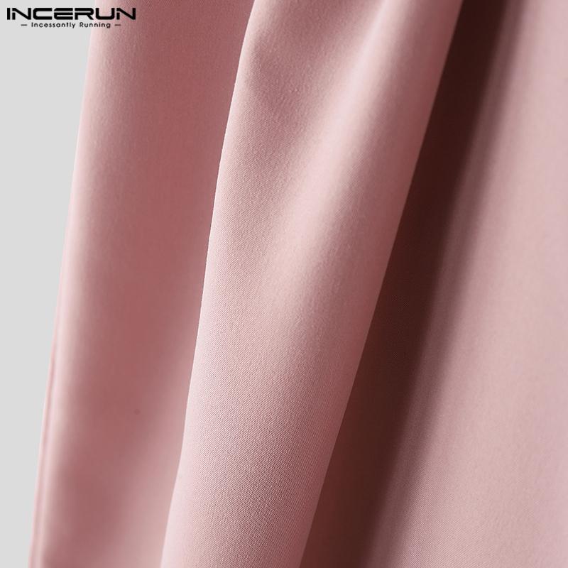 INCERUN Мужские брюки с высокой талией, на молнии, повседневные, длинные, с разрезами, широкие штанины