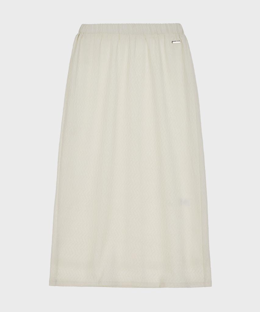 Belloel Lace Elastic Long Skirt Ivory