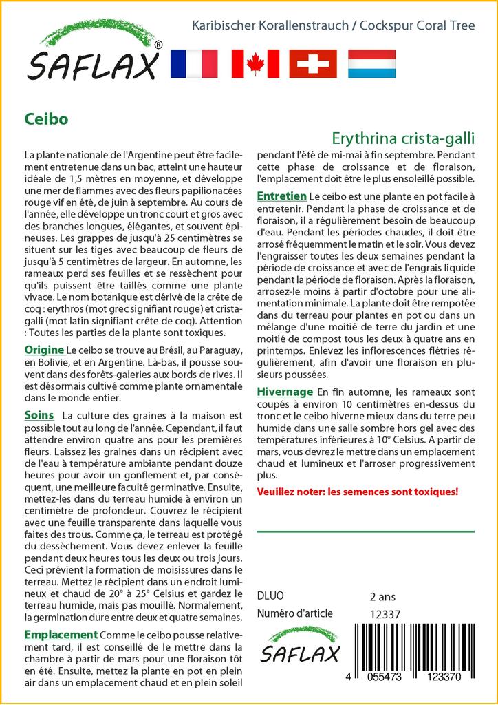 SAFLAX Cockspur Coral Tree - 6 семян - Erythrina cristagalli