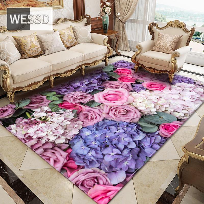 Красочный ковер со свежими цветами для спальни, большой ковер для зала с романтическим цветочным 3D напольным ковром для гостиной, ковер для комнаты для девочек, декор