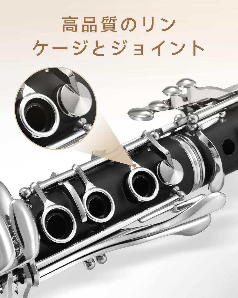 Eastar Clarinet Nickel Plated B Tone Clarinet ABS Resin Tube Boehm Type Care Included For Beginners Black ECL-300 School Opening Present