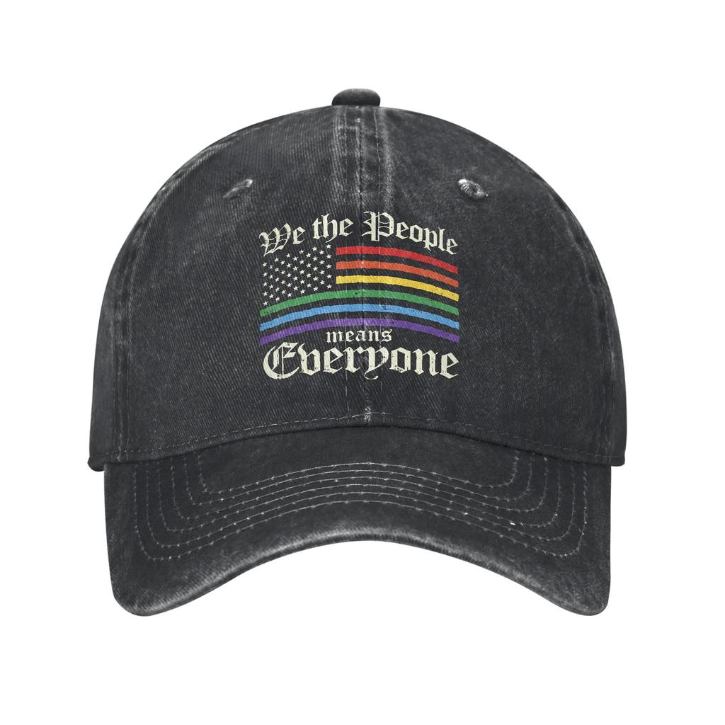 Vintage LGBT Rainbow Gay Pride Baseball Cap Unisex Style Distressed Denim Snapback Hat Outdoor Activities Adjustable Fit Hat Cap