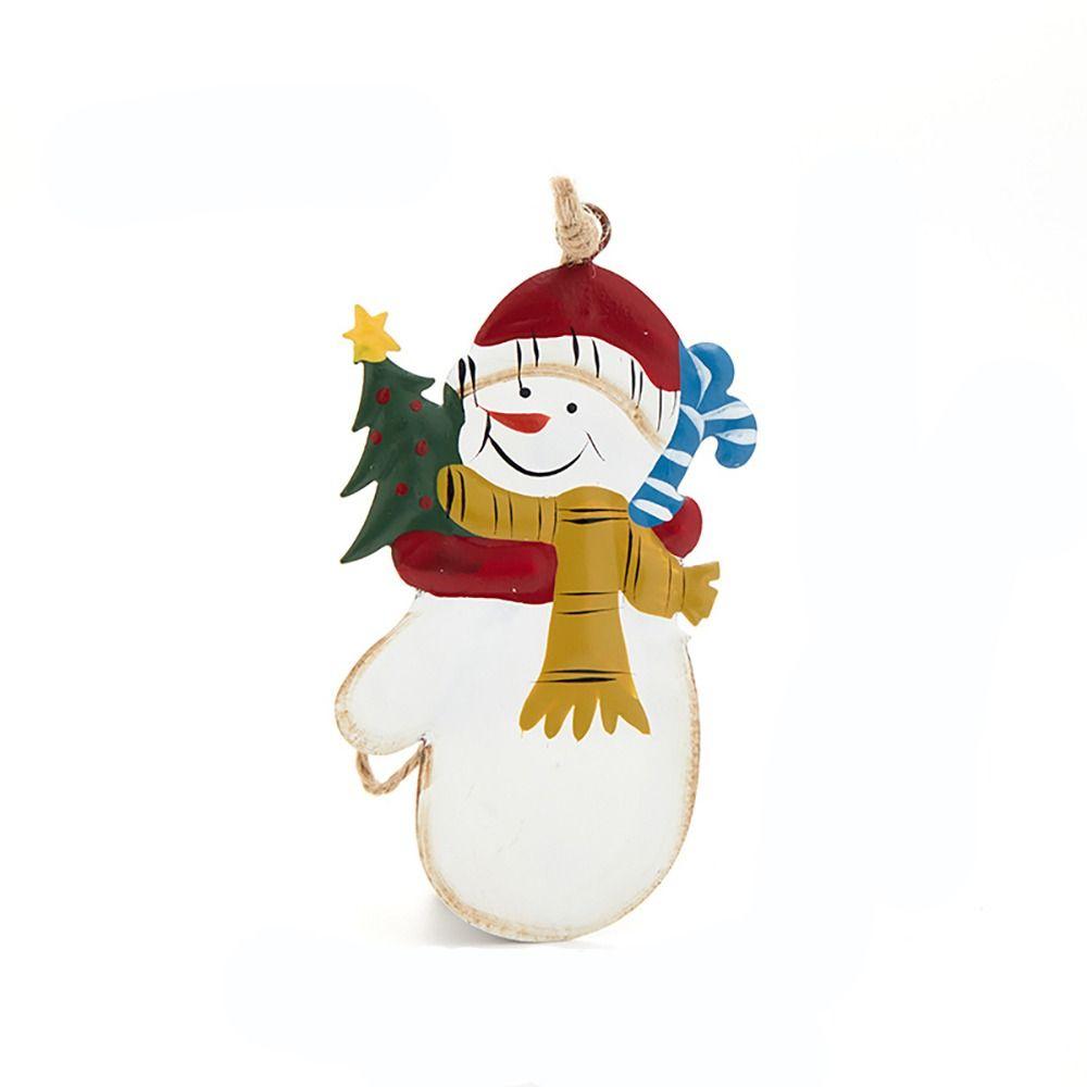 Retro Metal Xmas Tree Embellishment Welcome Door Hanging Pendants Santa Claus Cartoon Angel Doll Drop Ornaments Christmas Decor