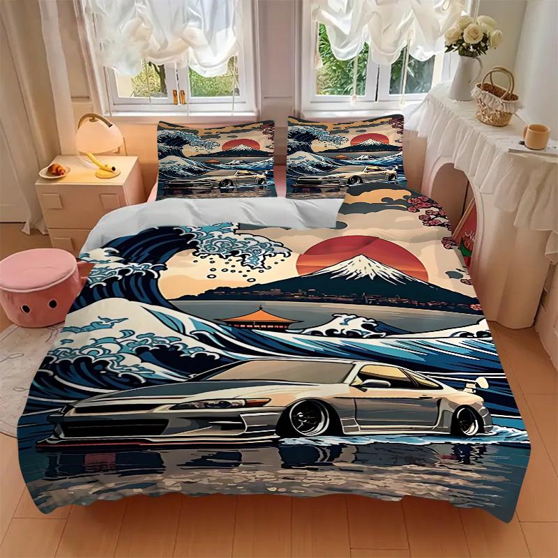 3pcs Anime Cartoon Design Comforter Set with One Quilt Cover and Two Pillowcases (No Core) - Home Decor, Festival Gift, Polyester Fabric, Suitable for