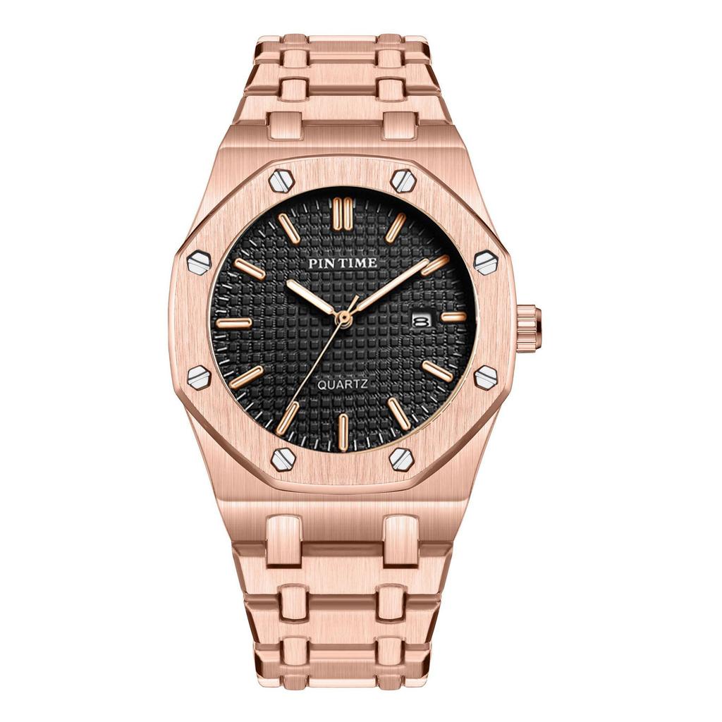 PINTIME Мужские часы класса люкс, автоматические часы с датой, водонепроницаемые, светящиеся, мужские наручные часы, кварцевые, из нержавеющей стали, спортивные часы