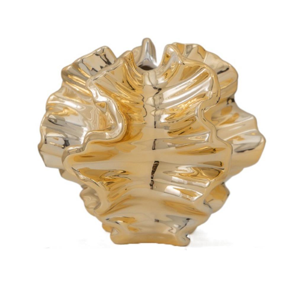 Petal Shape Hydroponics Flower Vase Fashion Ceramic Vase Geometric Wavy Vase  Home Accessories