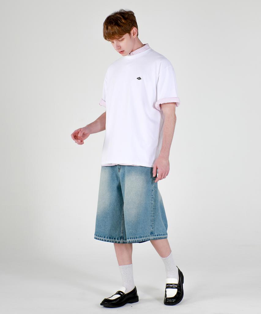 ESN Over-Wide Bermuda Denim Shorts Medium Blue