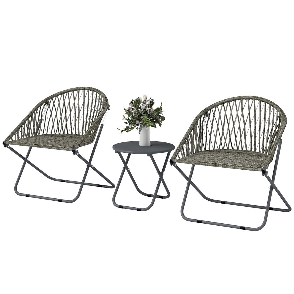 Patio Bistro Set Folding Patio Furniture Set With 2 Chairs And Table Grey