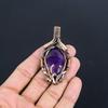 Amethyst Pendant Gemstone Jewelry,  999 Copper Wire Wrapped Pendant, Gift For Women Handmade Pendant