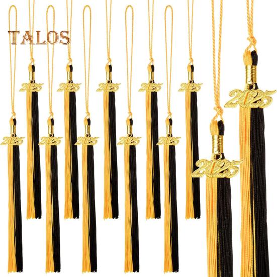 Кисточка для выпускного с подвеской 2025 года, в наличии разные цвета, стиль цветных блоков, длина 40 см, кисточка для рожка на выпускной для школьного сезона