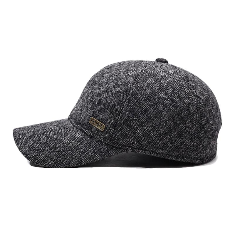 Autumn Winter Men's Middle-Aged and Elderly Warm Plaid Baseball Cap Ear Protection Old Man Peak Cap