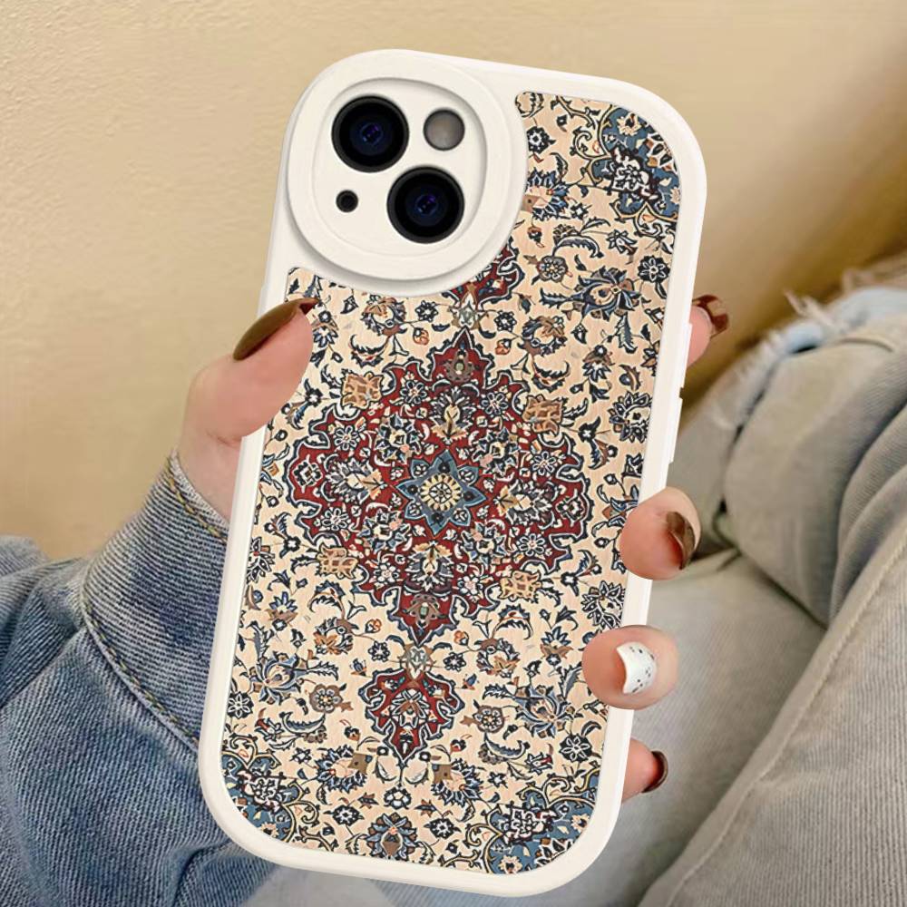 Persian Carpet Floral Pattern Phone Case For IPhone 16 15 14 13 12 11 Pro Max Plus Leather Soft Cover