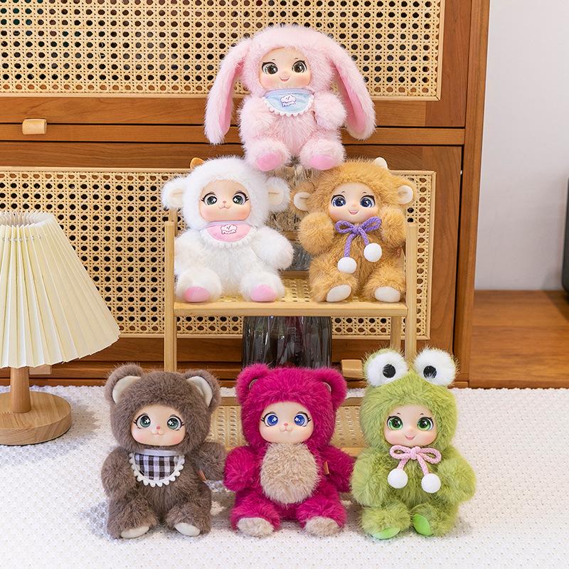 Cute Family Caramel Doll Plush Pendant for Girls Backpack Rabbit Hanging Ornament Frog Lamb Keychain