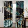 Modern Black Gold Texture Marbling Abstract Design 2 Pieces Shading Window Curtain For Living Room Bedroom Decor