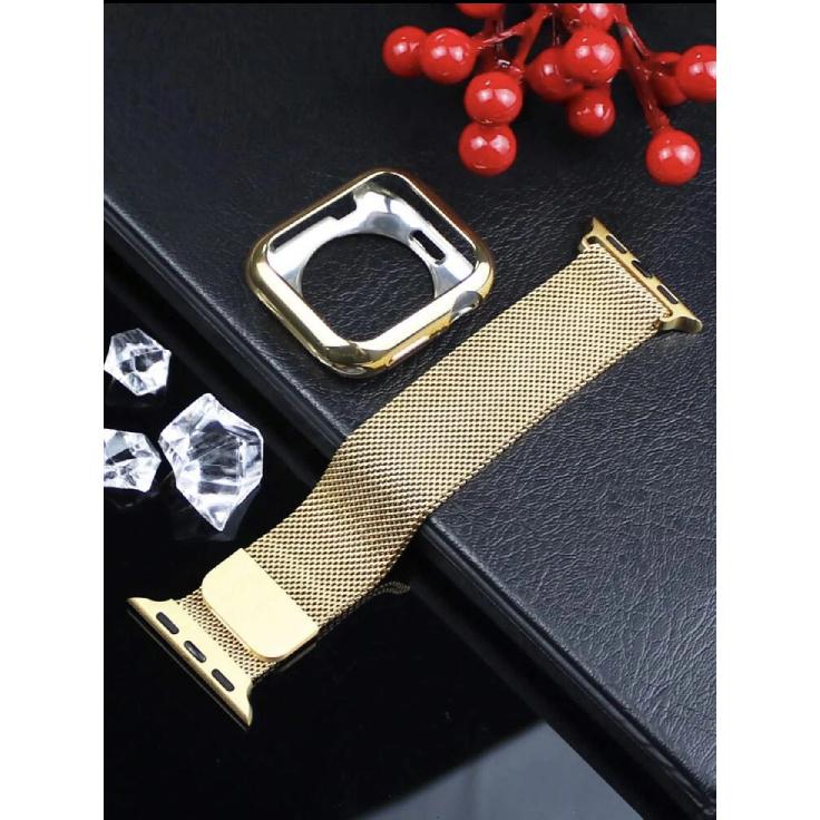 2 in1 gold Band protective shell case For Apple Watch cover strap Series 11/10/9/8/7 38mm 40mm 41mm 42mm 44mm 45mm 46mm