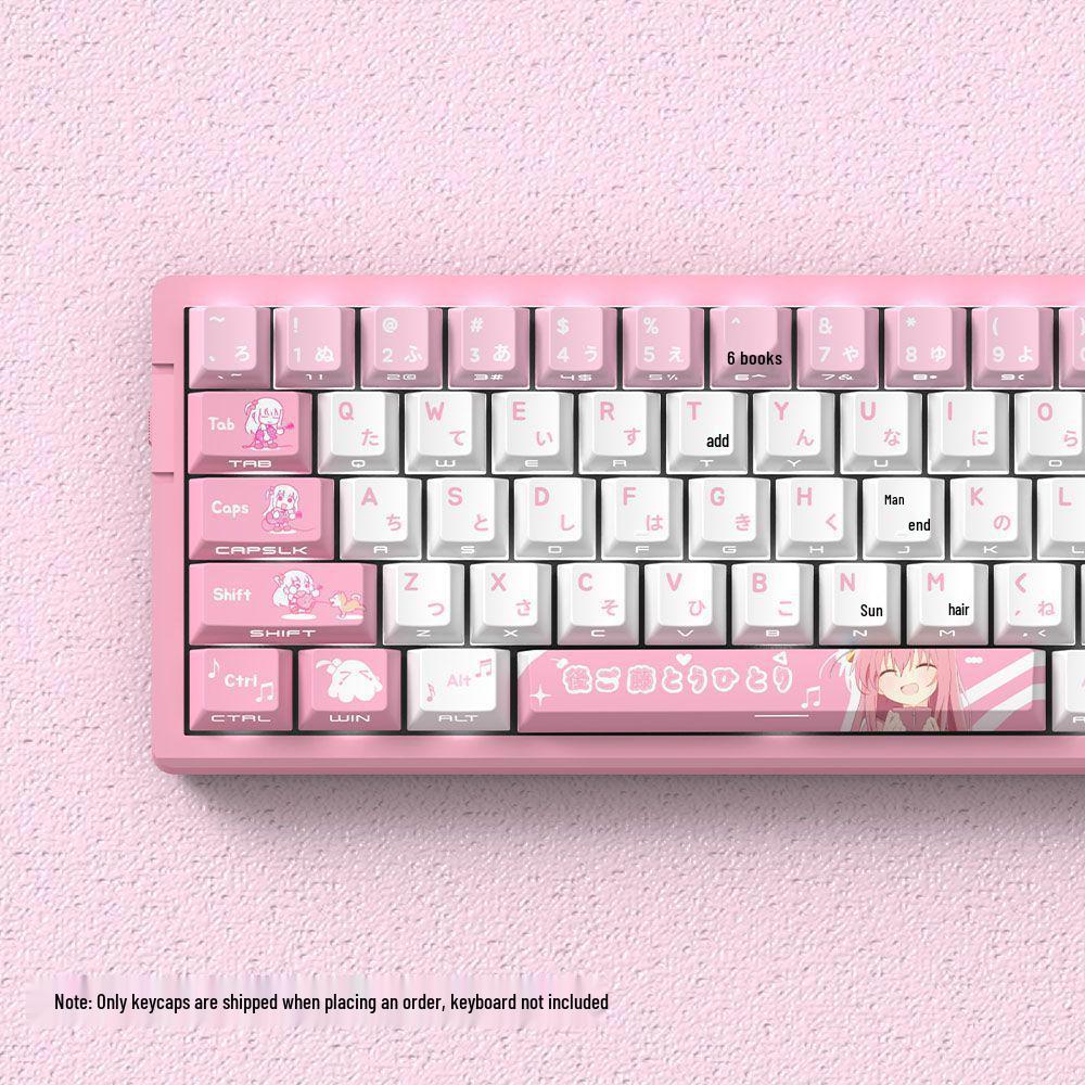 Полупрозрачный кейкап с боковой печатью Bocchi-chan для большинства механических клавиатур