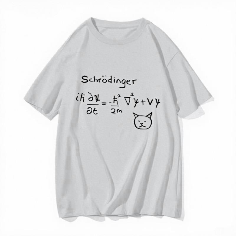 Fun Schrodinger Cat Quantum Mechanics T-shirt Fashion Comic Comic Man Formula Handsome T-shirt Men's Women T-shirt Funny Clothes